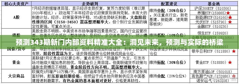 预测343期新门内部资料精准大全：洞见未来，预测与实际的桥梁